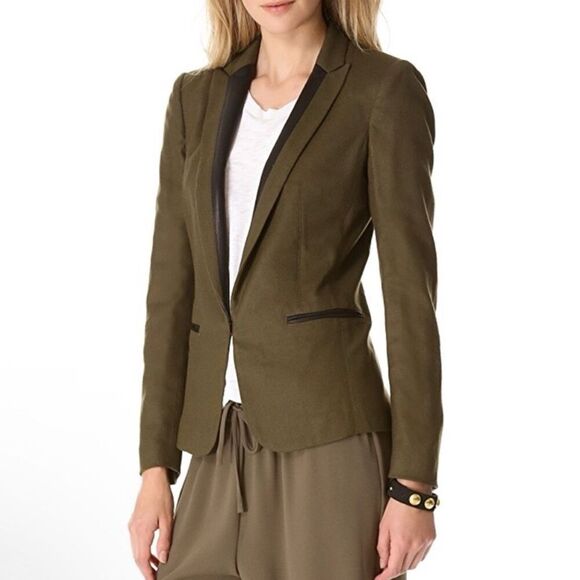 Rag & Bone ‘Lorimer’ Wool Blend Blazer Jacket in Moss Green & Black Size 8 - Picture 1 of 13